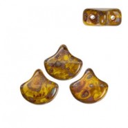 Ginko Leaf Beads 7.5x7.5mm Opaque yellow picasso